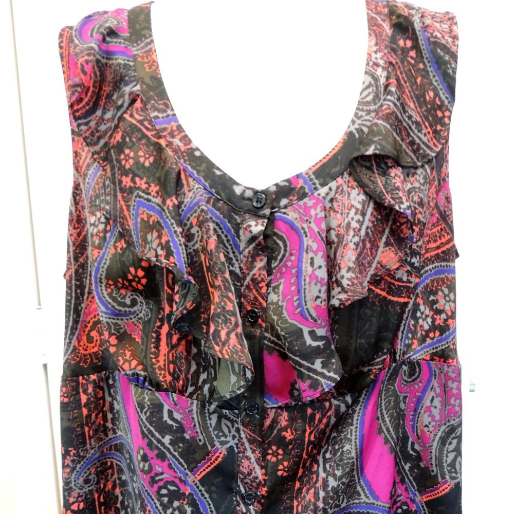 Lane Bryant Dressy Top Sleeveless Ruffle Satiny 16